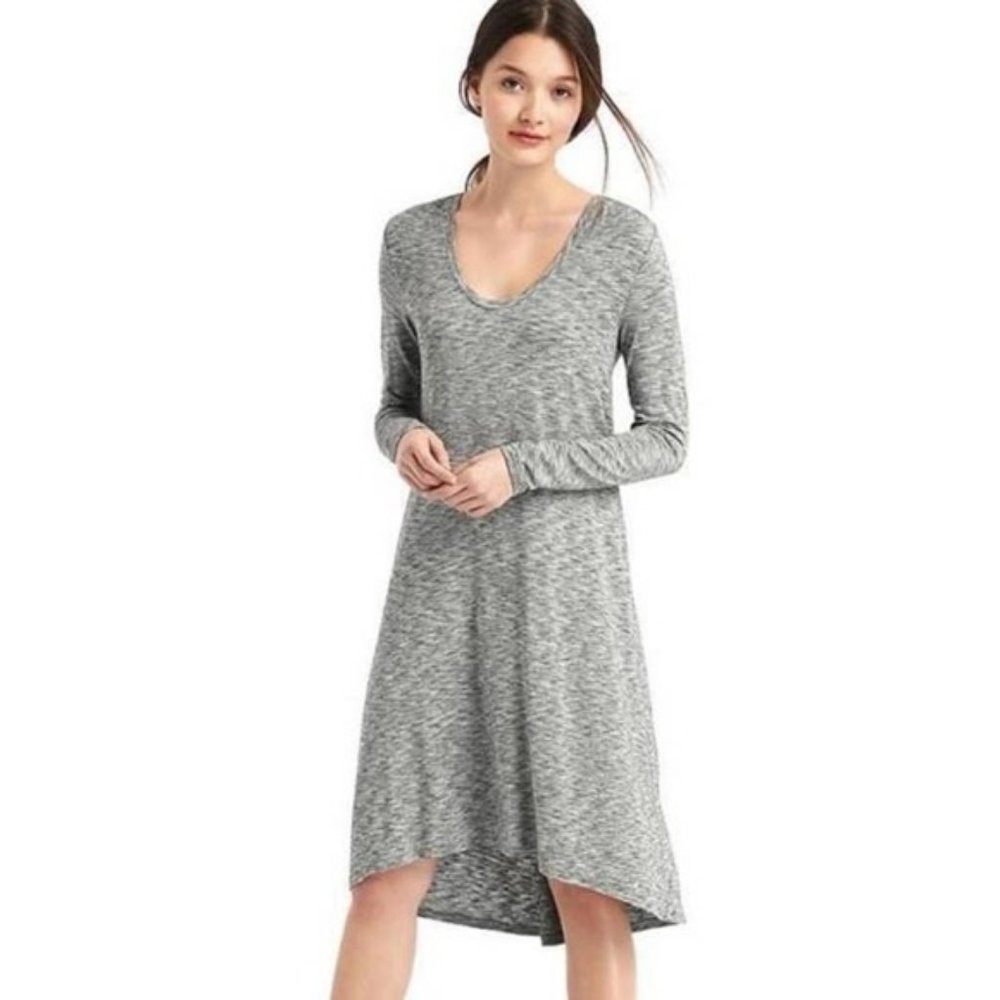 Gap Cozy Modal Swing Space Dye Dress Grey Marl S